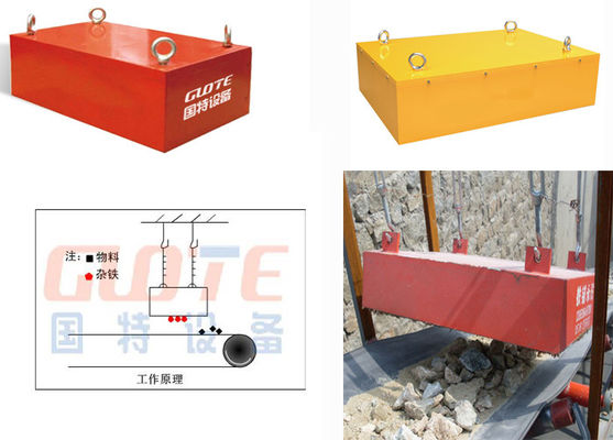 Potente separatore di ferro a magnete permanente sospeso per pietra e nastro trasportatore